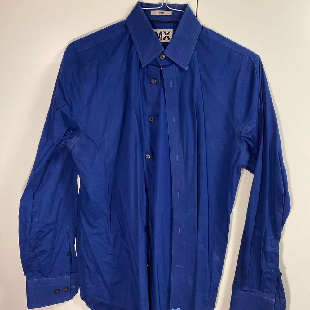 Blue Express Fitted Button Up Shirt